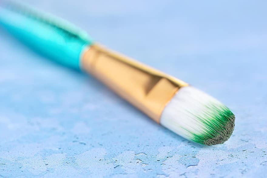 Paintbrush, Brush, Bristles, Art Tool, Art Supply, Craft, Closeup, One, Single, Green