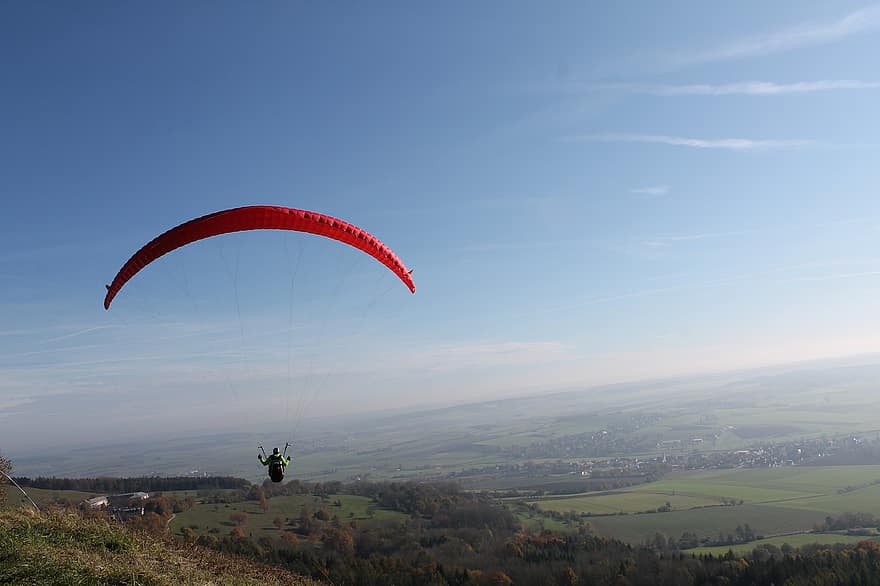 Skydiving, Parachute, Mountains, Paragliding, Sport, Sky, Leisure, Adventure, Fitness