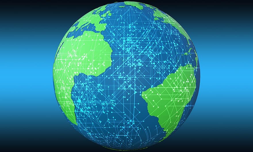 jord, kommunikation, globaliseringen, global, nätverk, teknologi, förbindelse, över hela världen, digital, klot, internet