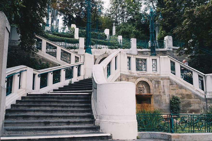 escalera, punto de referencia, arquitectura, Art Nouveau, ciudad, edificio, lugares de interés