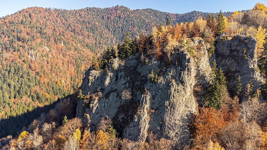 Berge, Herbst, Cliff, Natur, Bäume, Wald, Landschaft, Baum, Berg, Gelb, Jahreszeit