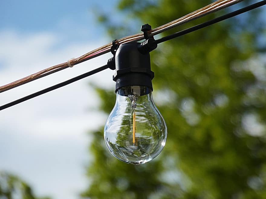 Bulb, Light, Wire, Electricity, Gardens, Celebration, Outdoors