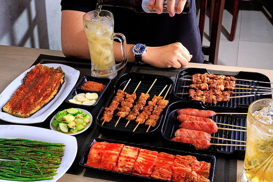 Barbecue, Meat Skewers, Grilled Meat, Cooking