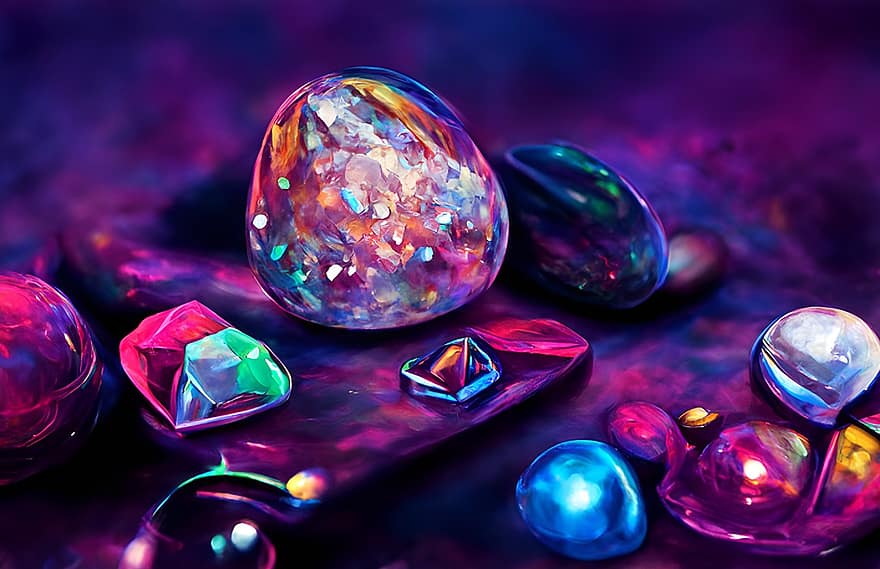 πέτρες, πολύτιμοι λίθοι, μεταλλικά στοιχεία, πολύχρωμες πέτρες, βράχια, έργα τέχνης, ψηφιακή τέχνη, πολύτιμος λίθος, κοσμήματα, λαμπερός, κρύσταλλο