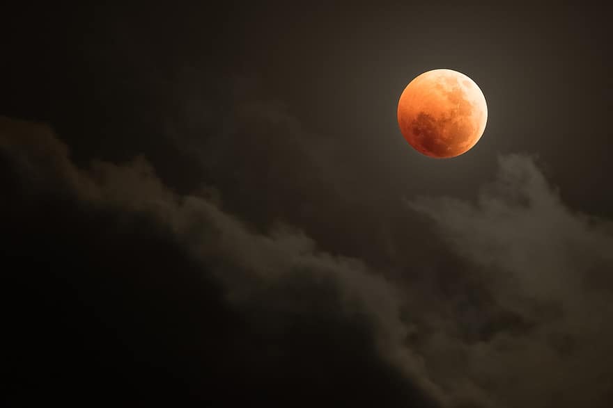 lune, nuit, astronomie, Satellite, Ramsgate, Afrique du Sud, Lune de sang, clair de lune, foncé, nuage, ciel