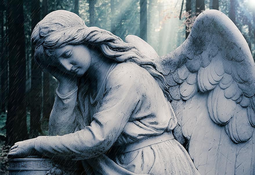 Mroczny Anioł, statua, cmentarz, Smutny anioł, smutny, anioł, ciemny, gotyk, atmosfera, tajemniczy, zagadka