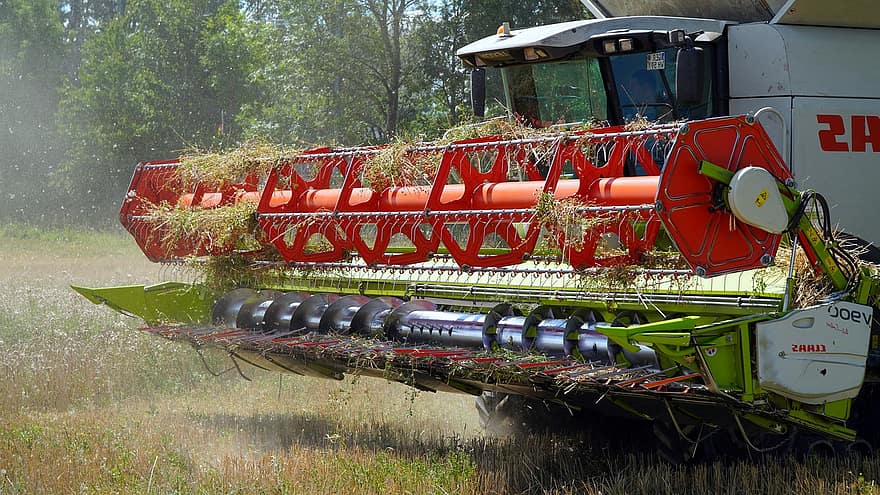 Traktor panen, panen, mesin pertanian, memotong rumput, pertanian