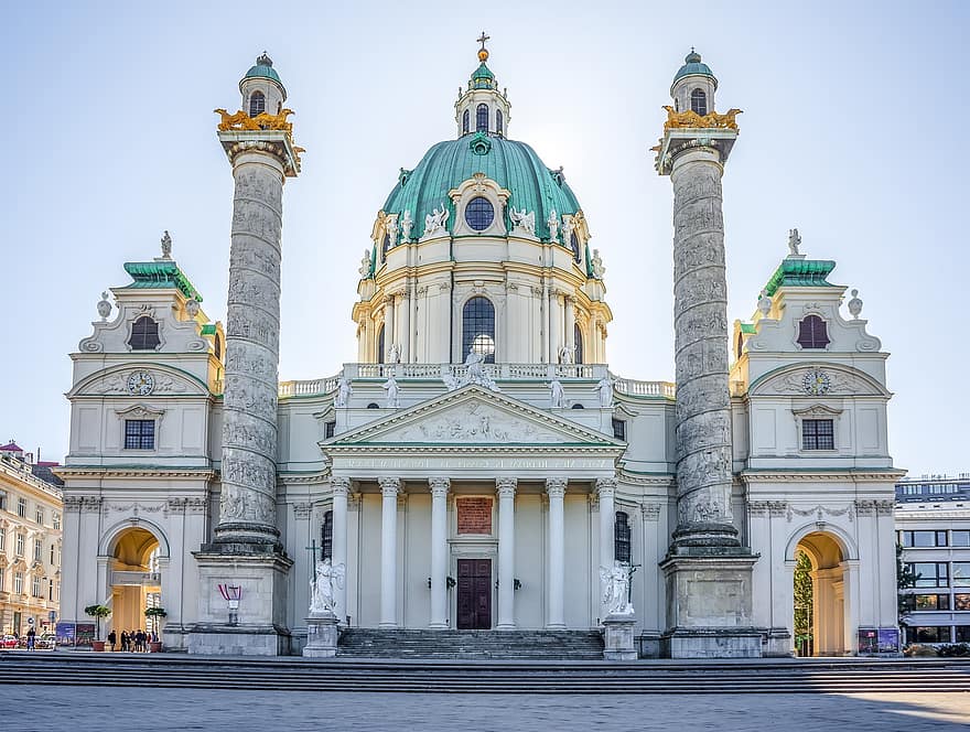 Bécs, Ausztria, Karlskirche, Európa, székesegyház, dom, templom, katolikus, kupola, idegenforgalom, városi turizmus