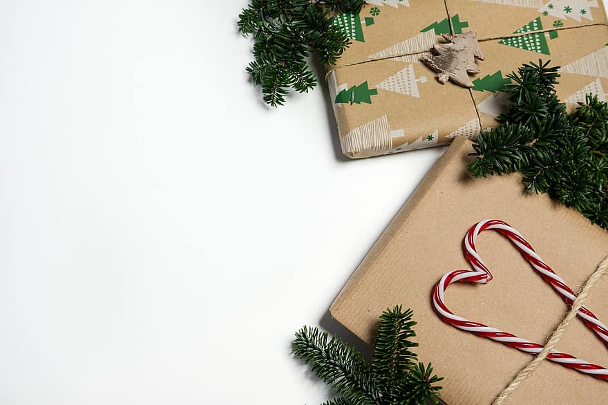 gåvor, julklapp, paket, allmänna helgdagar, december, bakgrund