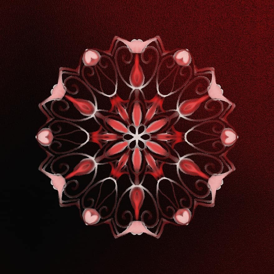Mandala, rot, hell, Kaleidoskop, Chakra, Digital, Filigran, dekorativ, Struktur