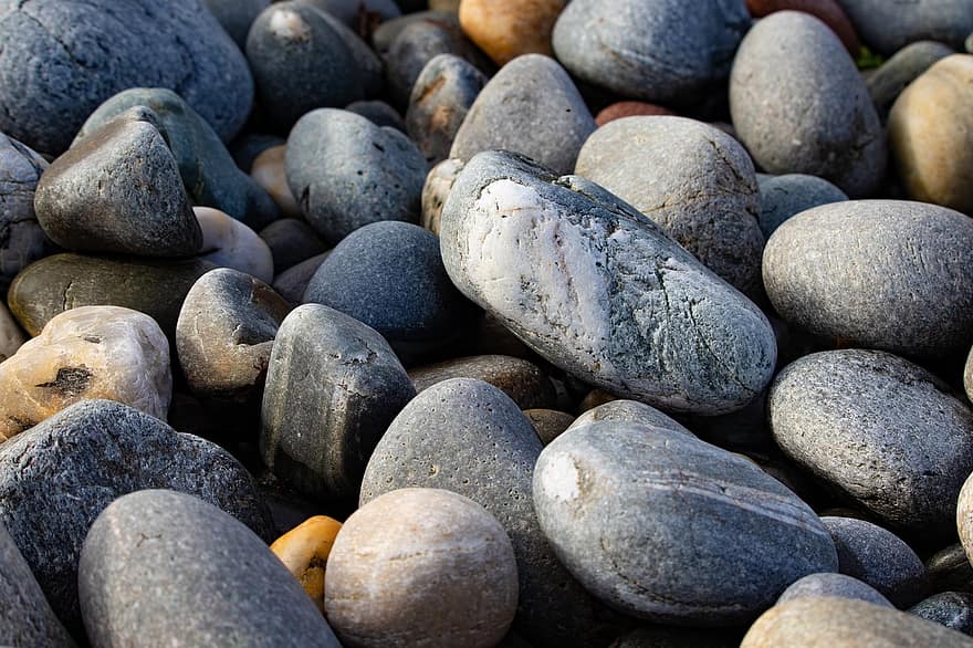 sten, klipper, småsten, naturlig, struktur, strand