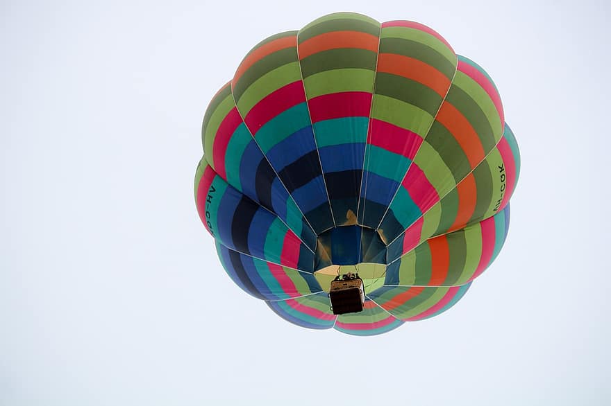 ballon, hőlégballon, ballonos, ég, repülési, légy, kosár, szivárvány, Northam, felhők, többszínű