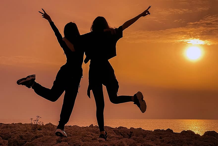 Girls, Teenagers, Silhouettes, Friendship, Sisters, Sisterhood, Girl Silhouettes, Young, Women, Female, Happy