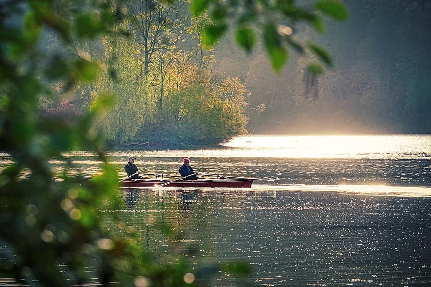 Lake, Boat, Rowing, River, Reservoir, Water, Canoeing, Hobby, Men, Relaxation, Leisure