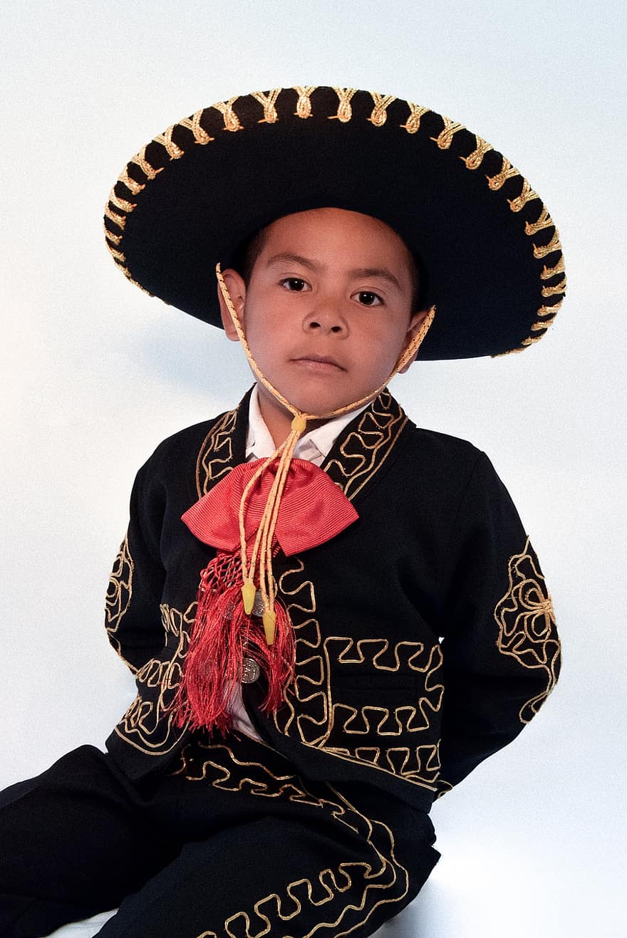 Charro, dreng, portræt, kostume, mexican, Mexico, mariachi, barn