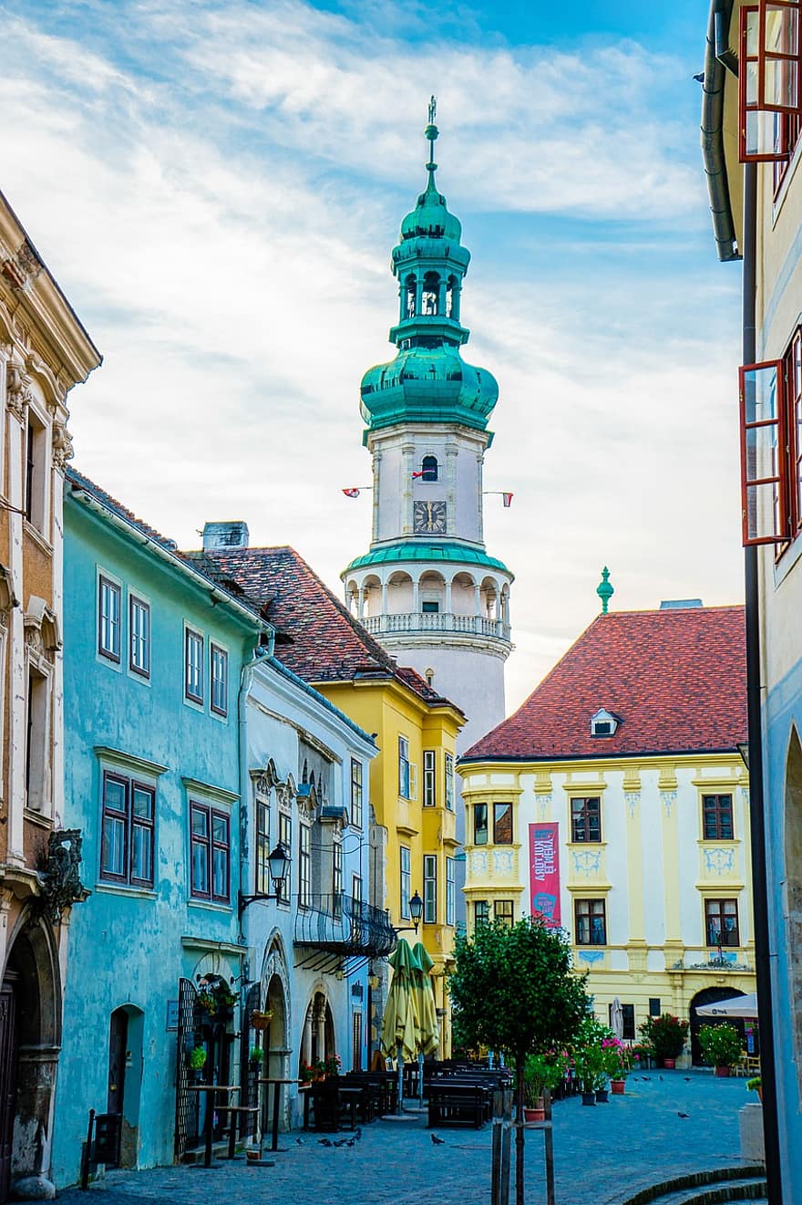 torre, construção, arquitetura, torre de fogo, barroco, ponto de referência, cidade, centro histórico, centro da cidade, histórico, Sopron
