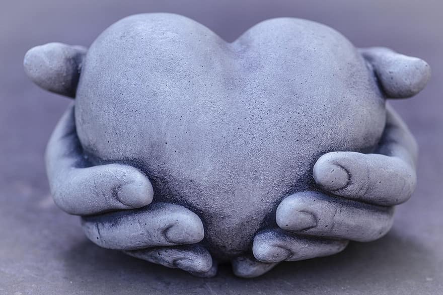 corazón, calor, amor, manos, piedra, de cerca, forma de corazón, mano humana, antecedentes, romance, símbolo