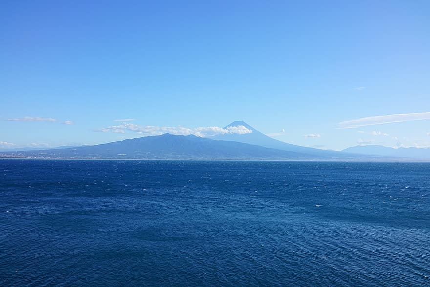 cielo blu, oceano, estate, Monte Fuji, mare, marino, onda, vento, Izu, annuncio, Giappone