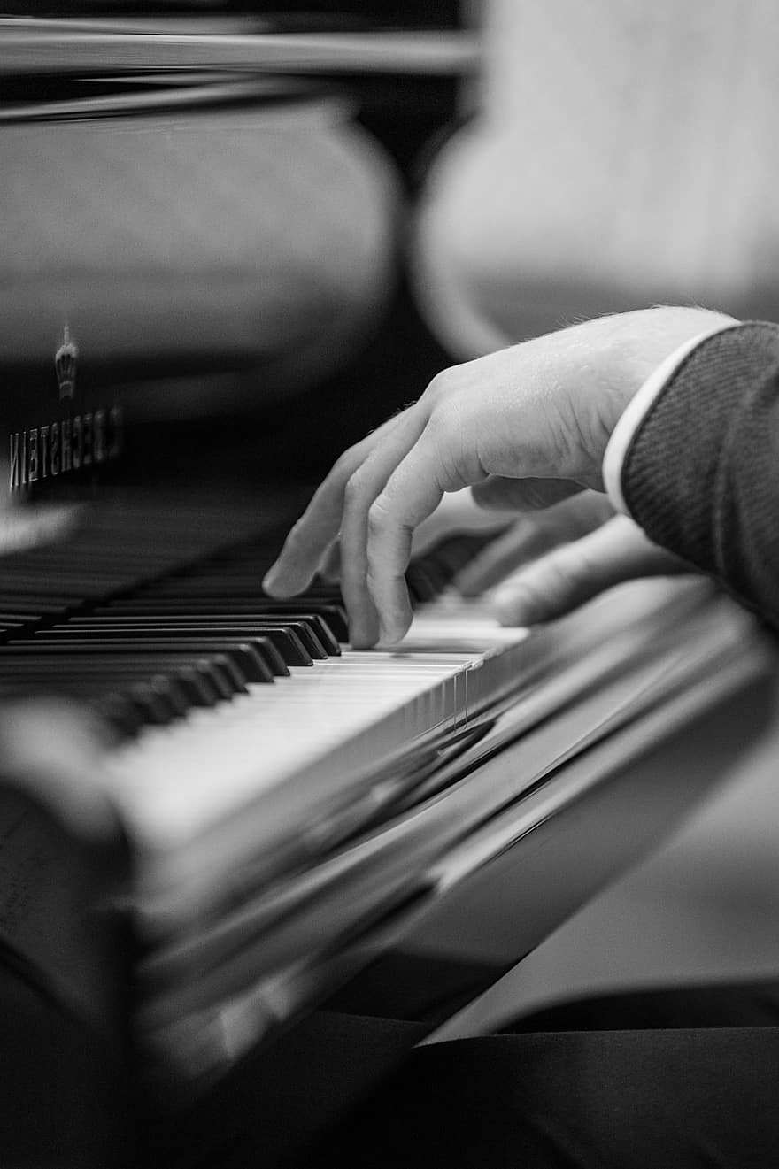nástroj, klavír, hudba, melodie, klíče, jazz, hrát si, koncert, kostel, hudebník, lidské ruky