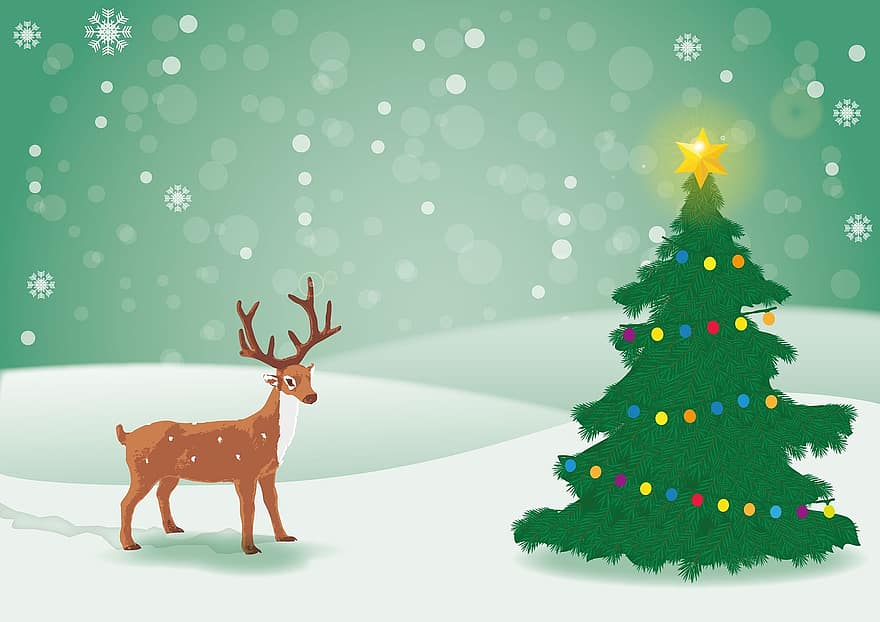 jul, rensdyr, julemotiv, juletid, stjerne, vinter, dekoration, julehilsen, advent