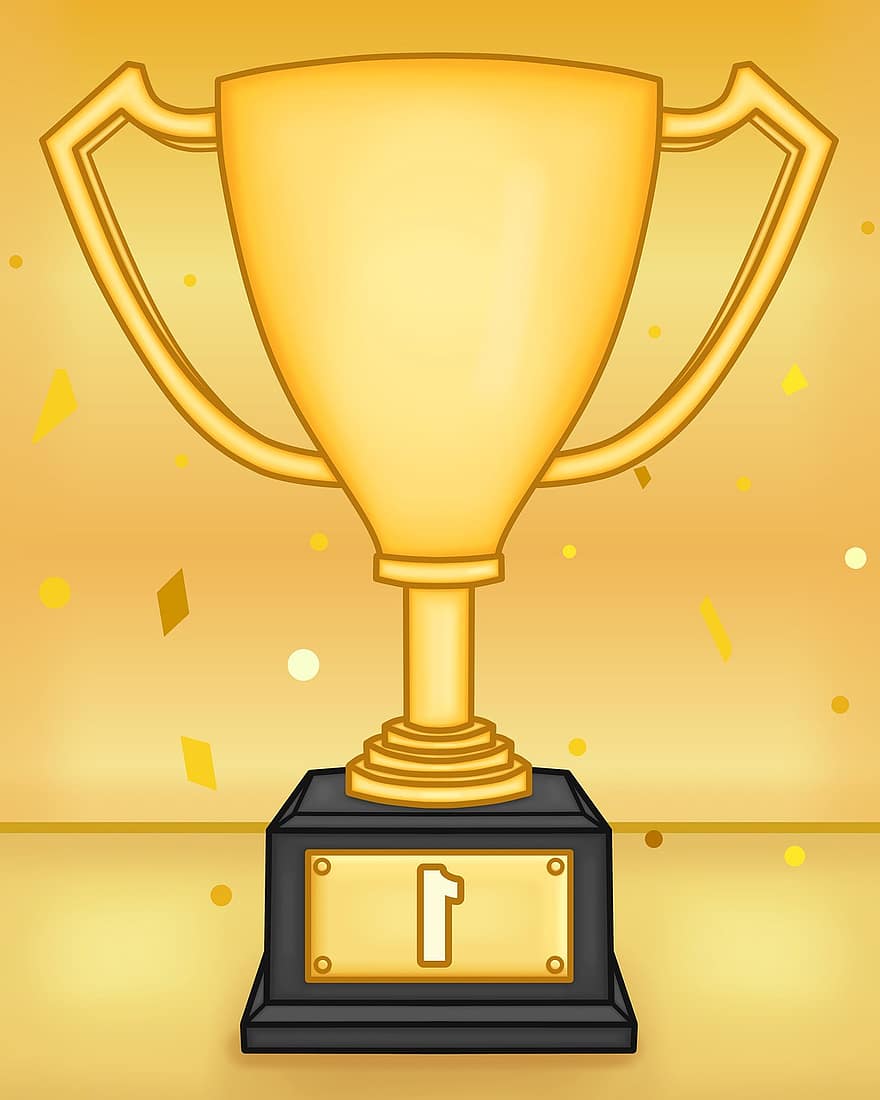 трофей, першість, чашка, золото, переможець, золотий трофей, золотий, значок, Трофей значок, премія, досягнення