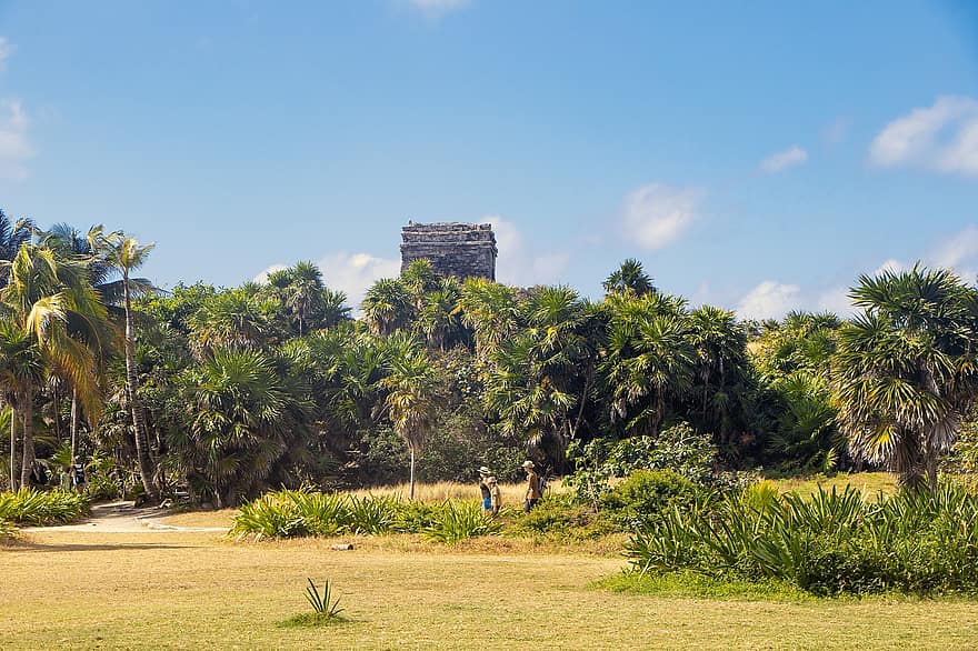 tulum, tempel, mexico, mayanskultur, historisk, Arkeologisk zon i Tulum, arkeologiska zonen, quintana roo, mayan riviera, landskap, turism