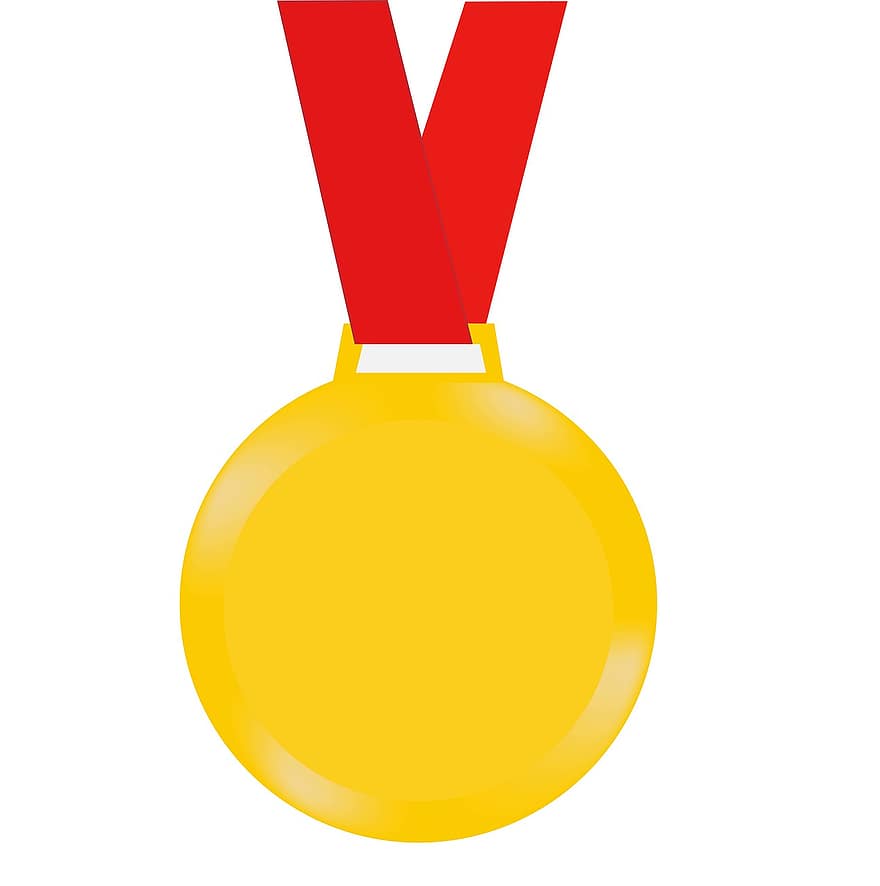 gull, medalje, premie, tildele, gylden, suksess, symbol, oppnåelse, illustrasjon, sport, trofé