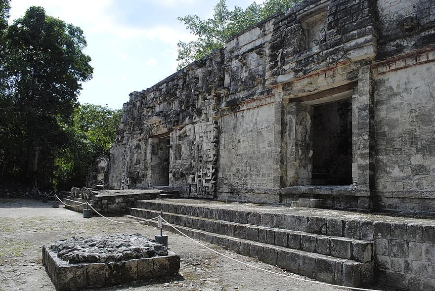 arquitectura, edificio, ciudad, ruina, maya, mexico, chicanas, templo, antiguo, historia, patrimonio