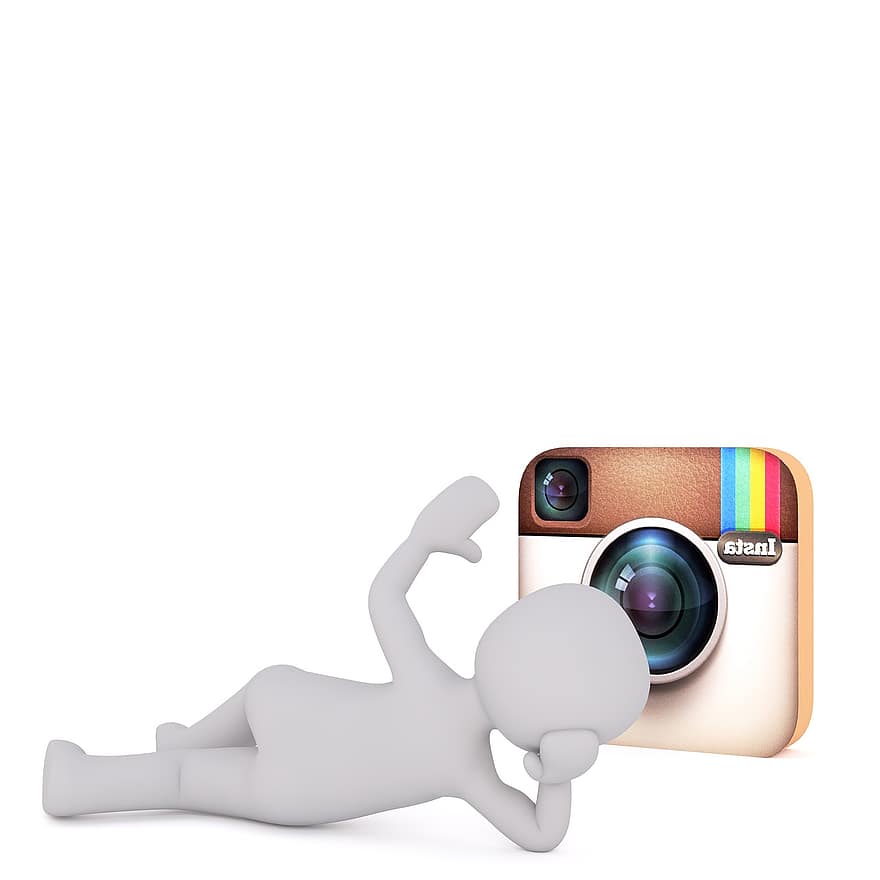 Instagram, vit manlig, 3d modell, isolerat, 3d, modell, hela kroppen, vit, 3d man, app, appar