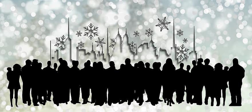 Personal, Community, City, Christmas, Bokeh, Human, Group, Silhouettes, Group Of People, Quantitative, Statistics