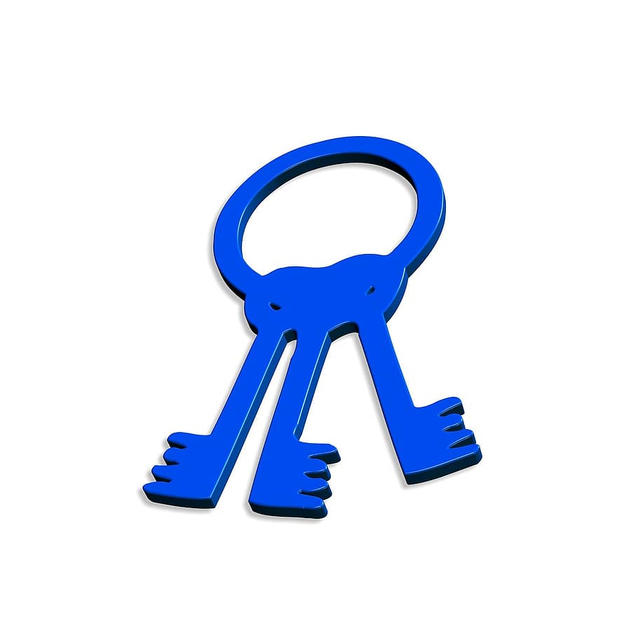 Keychain, Key, Close, Close To, Lock, Shut Off, Blue, Security, Backup, House Keys, Door Key