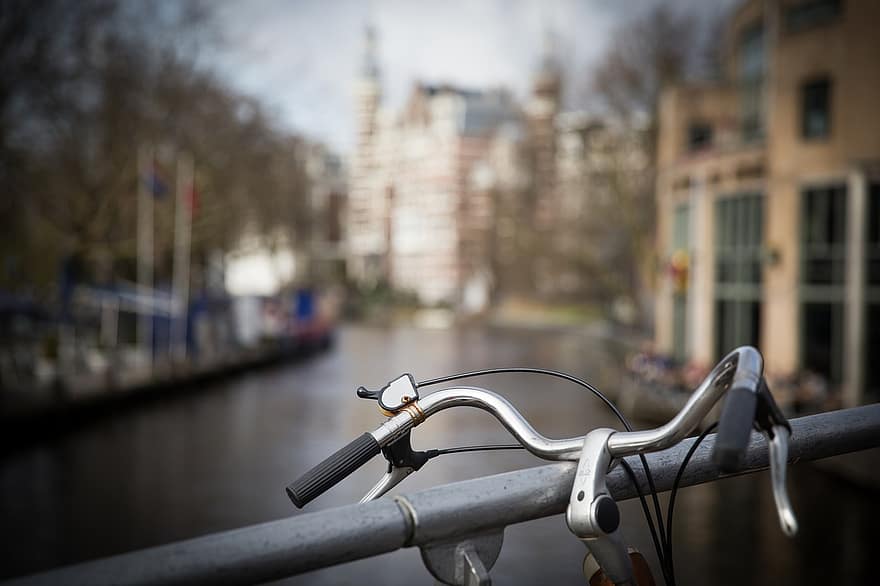 polkupyörä, pysäköinti, ulkona, Amsterdam, antiikki-, kaupunki, kulttuuri, sykli, pyöräily, Eurooppa, eurooppalainen