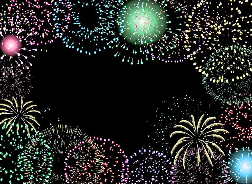 vuurwerk in de lucht, nachtvuurwerk, vuurwerk, nacht, vakantie, groet, hemel, geheugen, geschiedenis, lichten, gelukkig nieuwjaar
