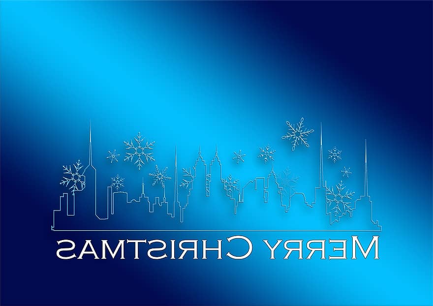 Advent, Christmas, City, View, Digital, Red, White, Snow, Silhouette, Star, Light