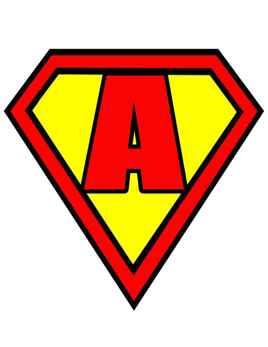 Letter, A, Superman, Style, Red, Yellow, Flags, Decoration