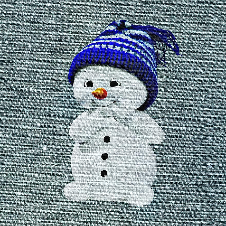 sneeuwman, zakdoek, structuur, kleding stof, zoet, schattig, winter, winters