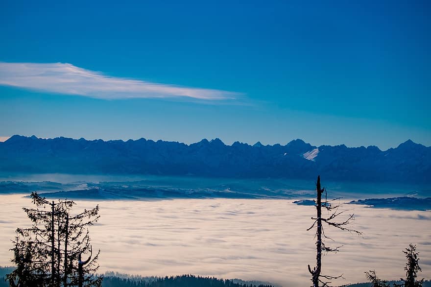 Berge, Wolken, Gipfel, Himmel, Wolkenmeer, Nebel, Gebirge, Landschaft, szenisch, Natur, Tatra Berge
