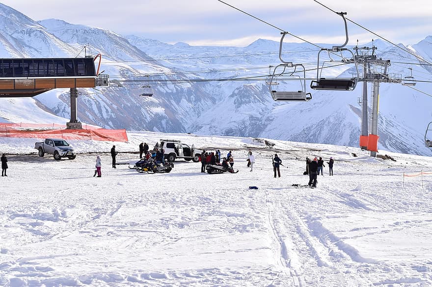 resor ski, gunung, langit, di luar ruangan, resor, musim dingin, bermain ski, olahraga, salju, putih