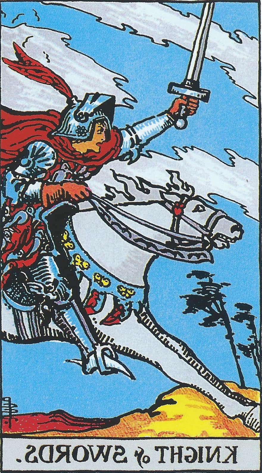 Kardų riteris, tarotas, Mažasis Arkanas, Rider Waite Taro kaladė, Vudu, dvasingumas