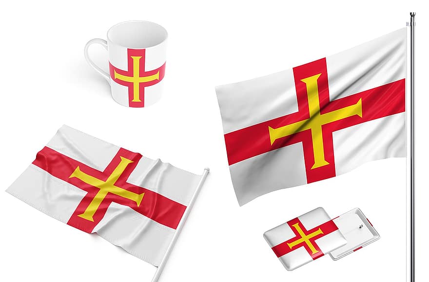 Guernsey, země, vlajka, závislý, národnost, pohár, design