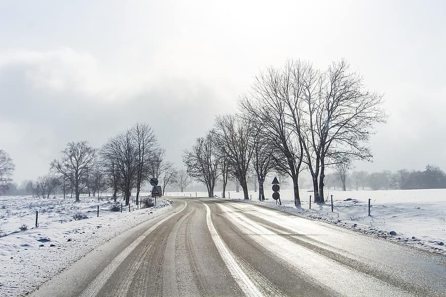 Straße, Winter, Landschaft, Natur, Bäume, Wald, Schnee, Baum, Jahreszeit, Eis, Frost