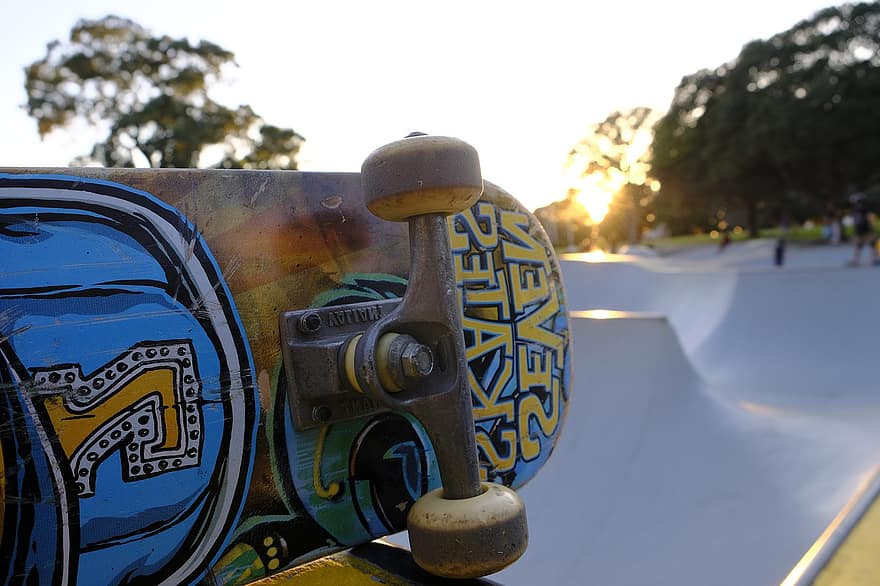 skate park, le coucher du soleil