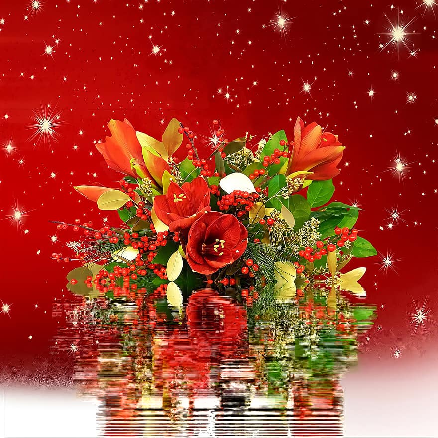 Karácsony, dekoráció, virág, háttér, virágzik, virágzás