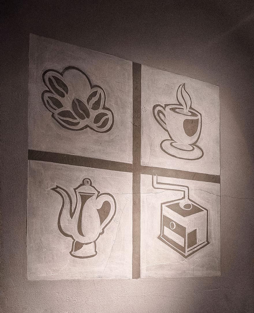 ペインティング、コーヒーショップの装飾