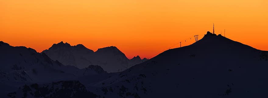 Montagne, téléphérique, rémanence, Alpes, Val Thorens