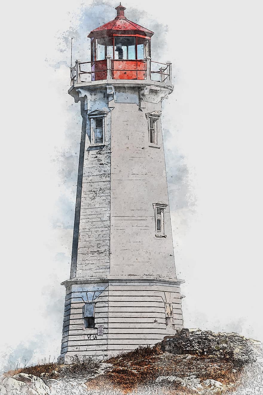 Leuchtturm, Turm, Fotokunst, Gebäude, die Architektur, Wahrzeichen, berühmt, Küste, Ufer, atlantisch, Kanada