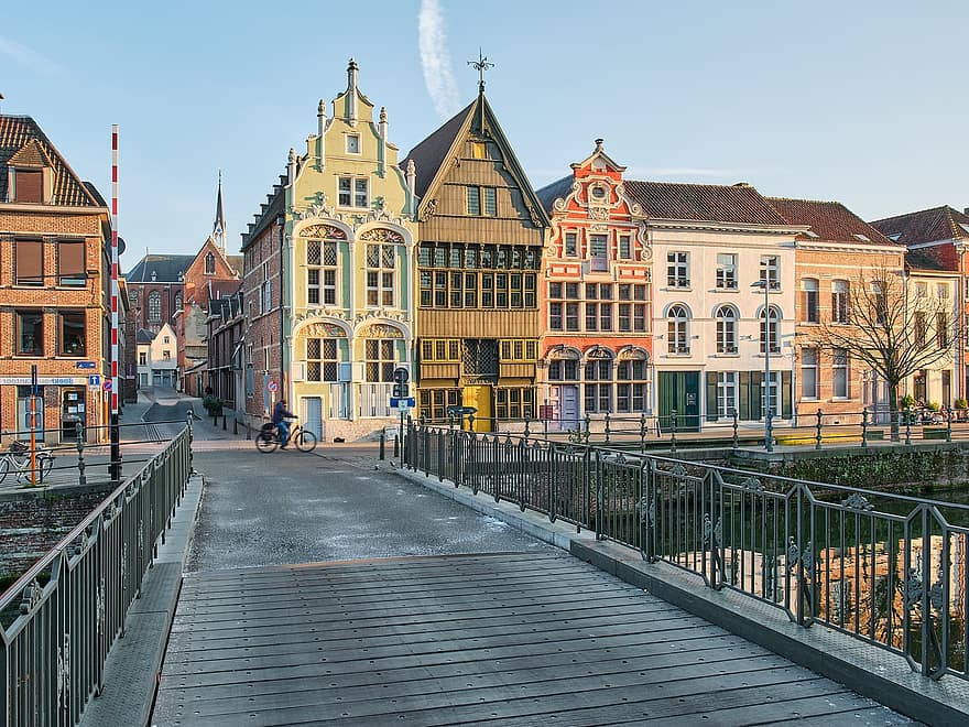 Miasto, podróżować, turystyka, architektura, mechelen, Belgia, most, znane miejsce, na zewnątrz budynku, pejzaż miejski, historia