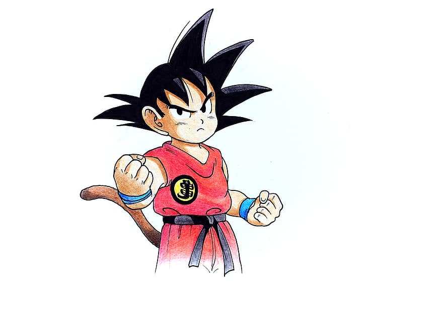 Goku, colorazione, anime, comico, libro da colorare
