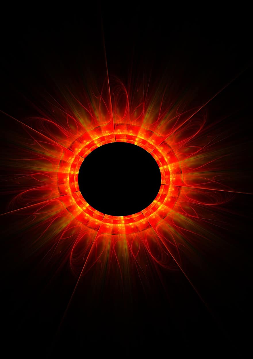 フラクタル、太陽、火炎、設計、生成された、デジタル、幾何学的な、星、ファンタジー、黒い太陽、ブラックファンタジー