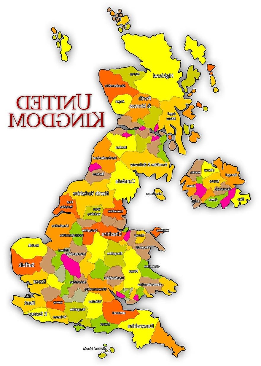 Egyesült Királyság, uk, térkép, angol, Britannia, királyság, Európa, London, város